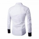 Asymmetrical Design Men's Casual Blue and White Casual Social Button