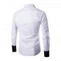Camisa Design Assimétrico Azul e Branco Masculina Casual Social de Botão