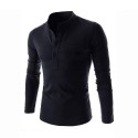 Black Slim Fit Men's Casual Long Sleeve Men's T Shirt