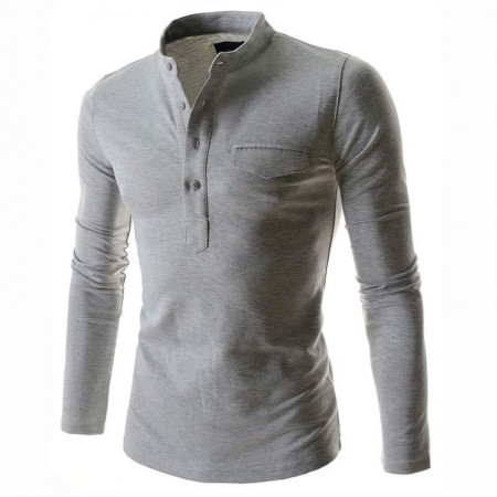 Red Slim Fit Men's Casual Long Sleeve Men's T Shirt