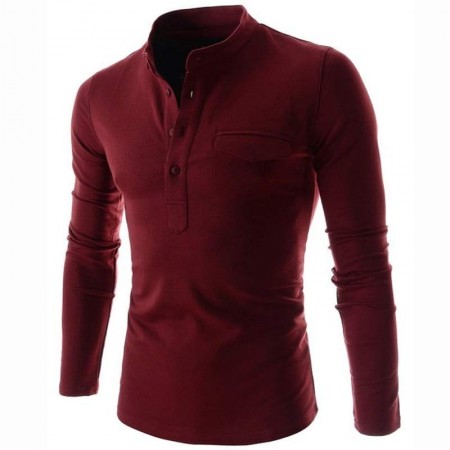 Red Slim Fit Men's Casual Long Sleeve Men's T Shirt