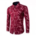 Social Print Violet Holiday Long Sleeve Party Casual