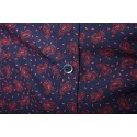 Camisa Slim Fit Azul Floral Masculina Verão Férias Casual Luxo Descolada