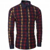 Camisa Quadriculada Slim Fit Vermelha Masculina Social de Trabalho