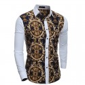 Floral Printed Shirt Summer Holiday Slim Fit Men Long Sleeve