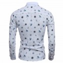 Fun Funny Printed Shirt Slim Fit Slim White Men's Casual Dress