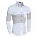 Camisa Social Preta Retalho Masculina Slim Fit Listrada Festa Clube