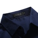Casual Slim Men's Shirt Navy Blue Social Long Sleeve