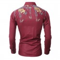 Tropical Slim Red Shirts Casual Men's Casual Casual Long Sleeve Social