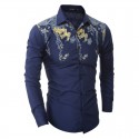Tropical Slim Red Shirts Casual Men's Casual Casual Long Sleeve Social