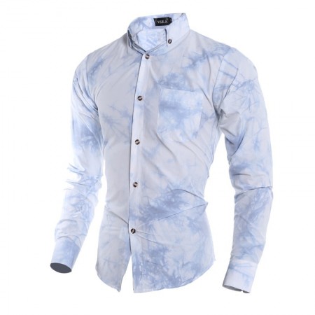 Social Slim Slim Style Men's Shirt Blue Calro Moda Summer