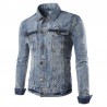 Jaqueta Jeans Masculina Azul Claro Lavado Motoqueiro Aventura