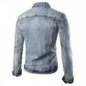 Men's Jeans Jacket Light Blue Washed Biker Adventure