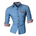 Social Sky Blue Slim Fit Men's Casual Slim Casual Long Sleeve Button