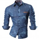 Social Sky Blue Slim Fit Men's Casual Slim Casual Long Sleeve Button