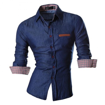 Social Sky Blue Slim Fit Men's Casual Slim Casual Long Sleeve Button