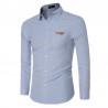 Camisa Social Lisa Slim Azul Masculina Formal Básica Manga Longa