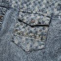 Men's Jeans Blue Washed Shirt Long Sleeve Vintage Jacket