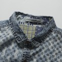 Men's Jeans Blue Washed Shirt Long Sleeve Vintage Jacket