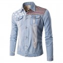 Men's Jeans Washed Jacket Casual Slim Fit Jeans Long Sleeve