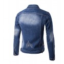 Men's Jeans Washed Jacket Casual Slim Fit Jeans Long Sleeve