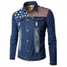 Men's Jeans Washed Jacket Casual Slim Fit Jeans Long Sleeve