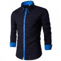 Black Social Slim Fit Casual Men's Night Party Long Sleeve Shirt