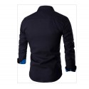 Black Social Slim Fit Casual Men's Night Party Long Sleeve Shirt