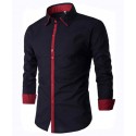 Camisa Social Preta Slim Fit Masculina Casual Festa Noite Manga Longa