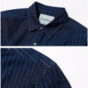 Striped Shirt Navy Blue Men's Casual Elegant Casual