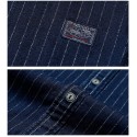 Camisa Listrada Azul Marinho Social Masculina Casual Elegante