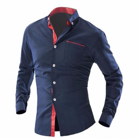 White Slim Social Men's Long Sleeve Elegant Party Shirt