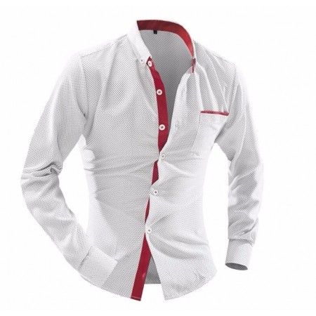 White Slim Social Men's Long Sleeve Elegant Party Shirt