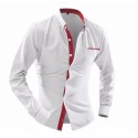 White Slim Social Men's Long Sleeve Elegant Party Shirt