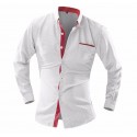 White Slim Social Men's Long Sleeve Elegant Party Shirt