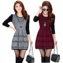 Bustier Short Winter Dresses Long Sleeve Wine and Ash Knit