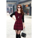 Bustier Short Winter Dresses Long Sleeve Wine and Ash Knit