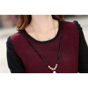 Bustier Short Winter Dresses Long Sleeve Wine and Ash Knit