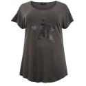 Blusa Plus Size Feminina Casual Estrela Cinza Tamanho Grande Camiseta