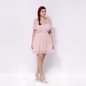 Vestido Casual Feminino Plus Size Alcinha Princesa Rosa Leve Bustie