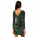 Short Dress Bright Green Chameleon Skin Lanteja Party Evening Paête