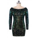 Short Dress Bright Green Chameleon Skin Lanteja Party Evening Paête