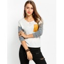 Women's Casual Long Sleeve Urban White and Gray Basic