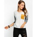 Women's Casual Long Sleeve Urban White and Gray Basic