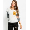 Women's Casual Long Sleeve Urban White and Gray Basic
