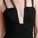 Square Black Dress Open Short Modern Party Women's Club