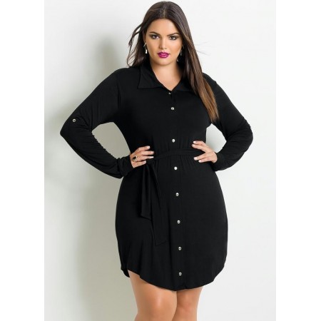 Vestido Curto Preto Plus Size Extra Grande Feminino Elegante Formal