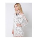 White Lady Short Dress Shiny Fashion Female Shoulder Dropped