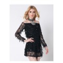 White Lady Short Dress Shiny Fashion Female Shoulder Dropped