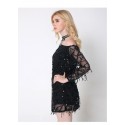 White Lady Short Dress Shiny Fashion Female Shoulder Dropped